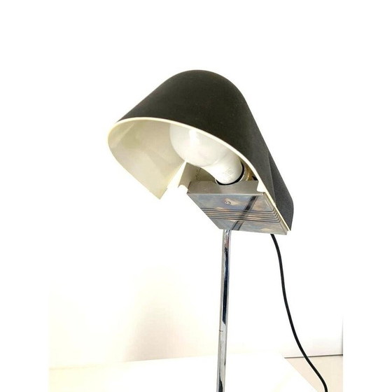 Image 1 of Lampe de table vintage en métal laqué noir et acier chromé par Corrado et Luigi Aroldi pour Luci, Italie 1970