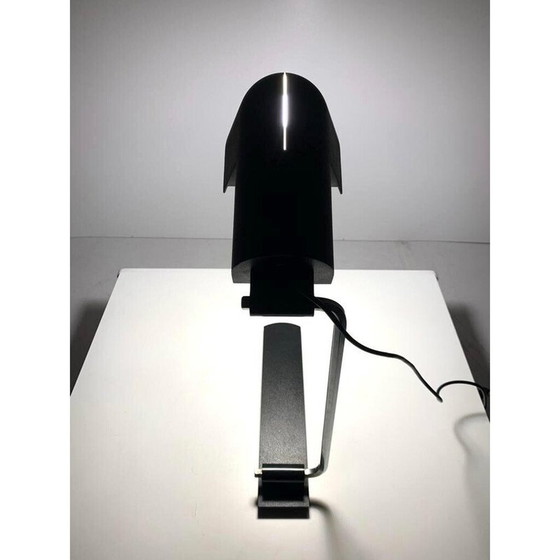 Image 1 of Lampe de table vintage en métal laqué noir et acier chromé par Corrado et Luigi Aroldi pour Luci, Italie 1970