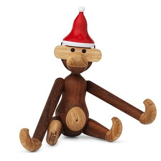 Image 1 of Kay Bojesen Monkey Small With Christmas Hat (Fourni séparément)