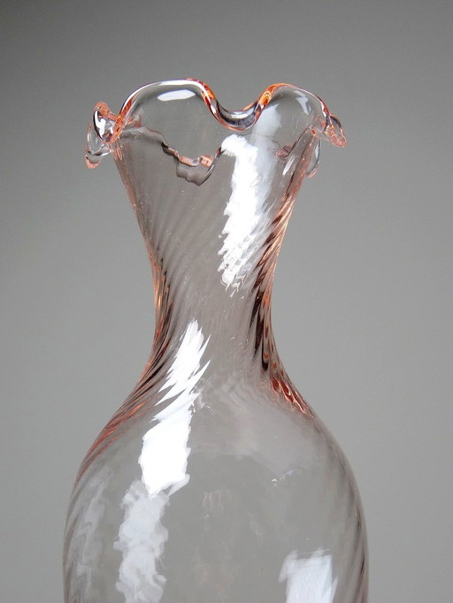 Petit Vase En Verre Rosalin Et Opaline Noire Empoli Stelvia Années 50 Italie