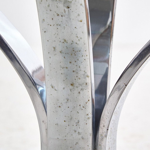 Table basse vintage en verre et chrome, 1970