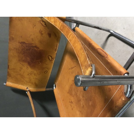 Image 1 of Paire de fauteuils Safari vintage en cuir beige, 1970