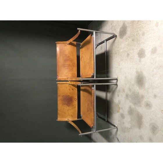 Image 1 of Paire de fauteuils Safari vintage en cuir beige, 1970