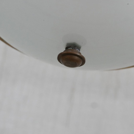 Lampe suspendue vintage en verre opalin bicolore et laiton, Hollande 1940 – Suspensions, Brass, Glass (photo 5 of 9)