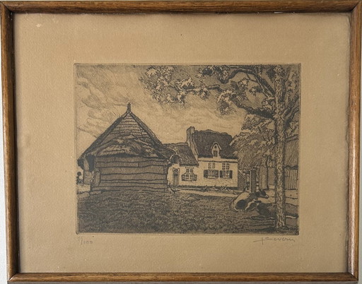 Gravure de Juliaan Severin - numérotée (1/100) et signée au crayon