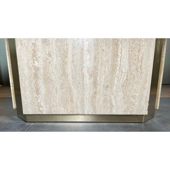 Image 1 of Table vintage en travertin et laiton, 1970