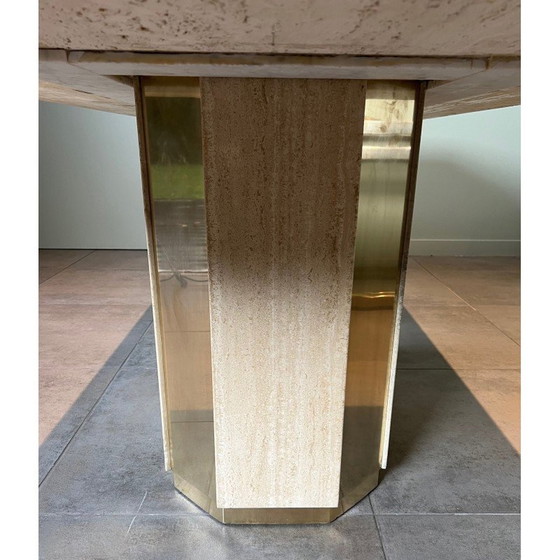 Image 1 of Table vintage en travertin et laiton, 1970