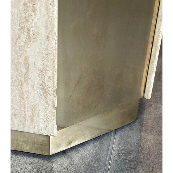 Image 1 of Table vintage en travertin et laiton, 1970