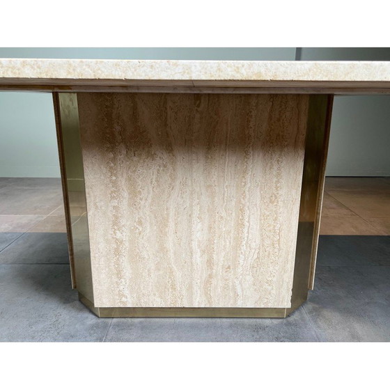 Image 1 of Table vintage en travertin et laiton, 1970