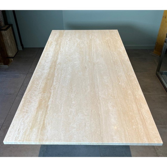 Image 1 of Table vintage en travertin et laiton, 1970