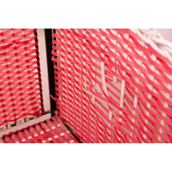 Image 1 of Panier à linge vintage en plastique et similicuir, Tchécoslovaquie 1980