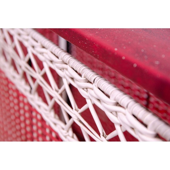 Image 1 of Panier à linge vintage en plastique et similicuir, Tchécoslovaquie 1980