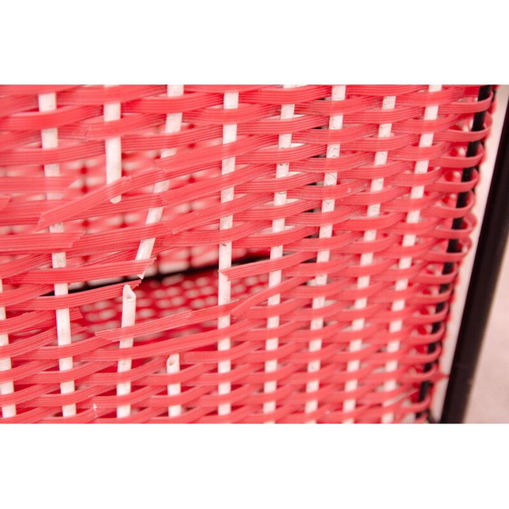 Image 1 of Panier à linge vintage en plastique et similicuir, Tchécoslovaquie 1980