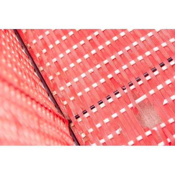 Image 1 of Panier à linge vintage en plastique et similicuir, Tchécoslovaquie 1980