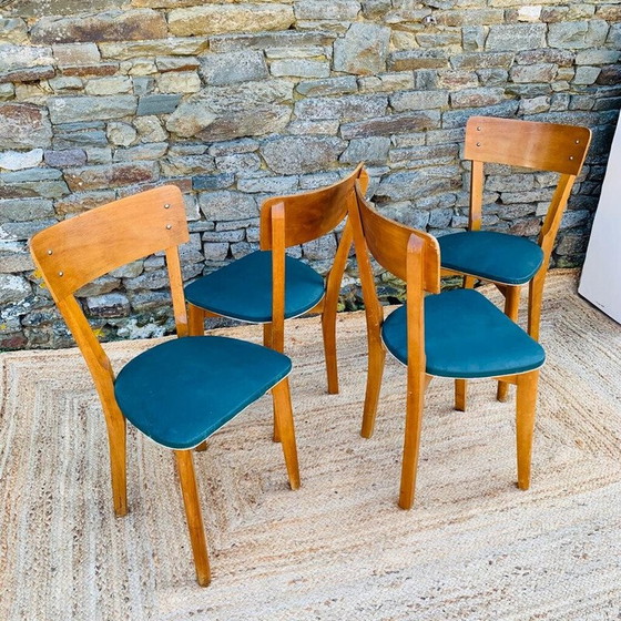 Image 1 of Ensemble de 4 chaises de bistro vintage en bois