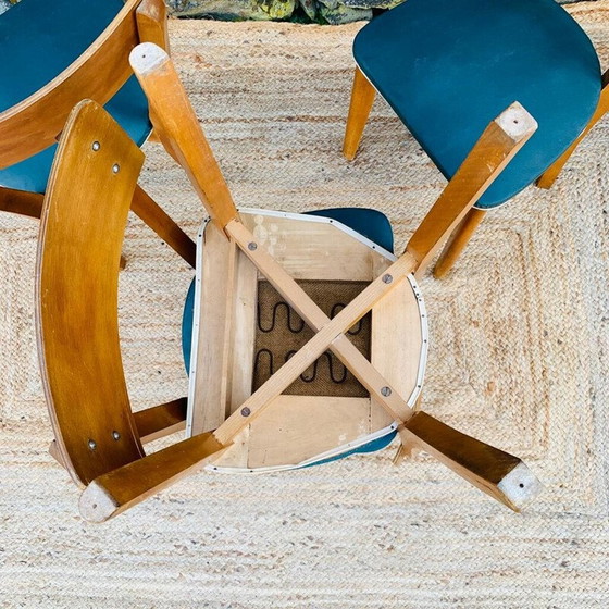 Image 1 of Ensemble de 4 chaises de bistro vintage en bois