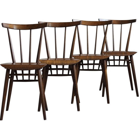 Image 1 of Ensemble de 4 chaises vintage en bois de hêtre par Tatra Nabytok, 1960