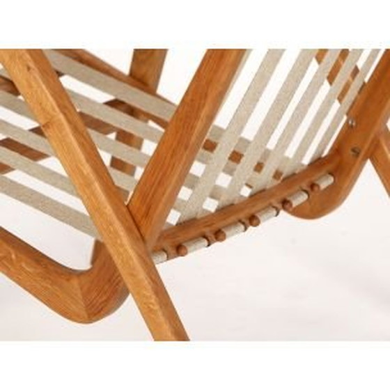 Image 1 of Fauteuil vintage en chêne et velours bleu, Tchécoslovaquie 1950