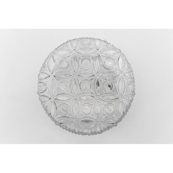 Image 1 of Plafonnier vintage rond en verre transparent, Allemagne 1960