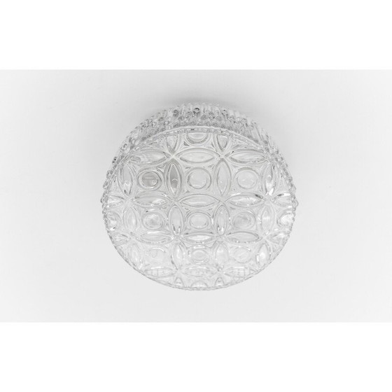 Image 1 of Plafonnier vintage rond en verre transparent, Allemagne 1960