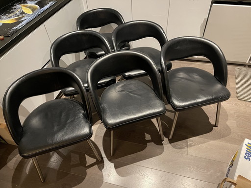 Chaises de salle à manger en cuir noir Topform