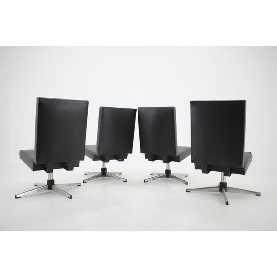 Image 1 of Fauteuil pivotant vintage en similicuir noir, Tchécoslovaquie, années 1970