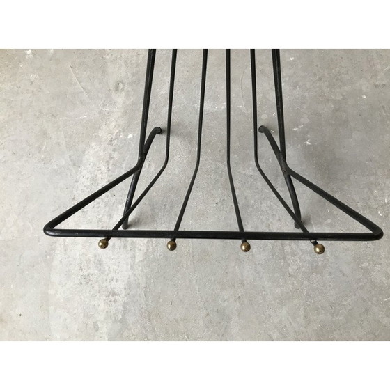 Image 1 of Porte-revues vintage en métal laqué noir et laiton, France 1950