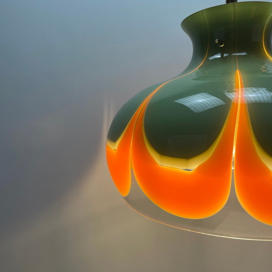 Image 1 of Rare lampe suspendue en verre de Kaiser Leuchten 1970