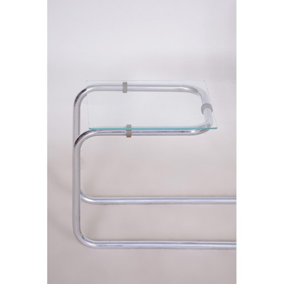 Image 1 of Porte-fleurs vintage en verre et chrome, Tchécoslovaquie, années 1930