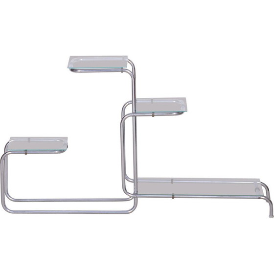 Image 1 of Porte-fleurs vintage en verre et chrome, Tchécoslovaquie, années 1930