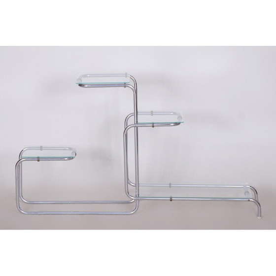 Image 1 of Porte-fleurs vintage en verre et chrome, Tchécoslovaquie, années 1930