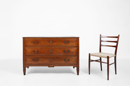Commode rustique française en chêne massif avec 3 tiroirs, ca. 1850