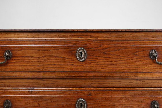 Image 1 of Commode rustique française en chêne massif avec 3 tiroirs, ca. 1850