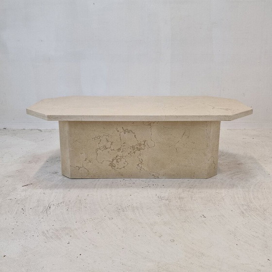Image 1 of Table basse vintage italienne en travertin, 1980