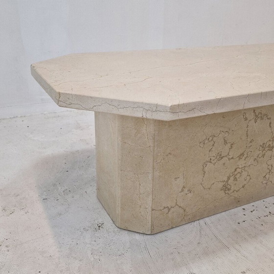 Image 1 of Table basse vintage italienne en travertin, 1980
