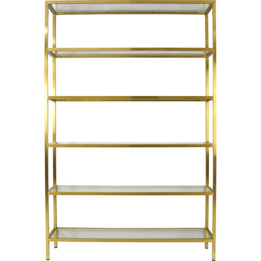 Etagère vintage en laiton et cristal par Pierre Vandel, France 1970