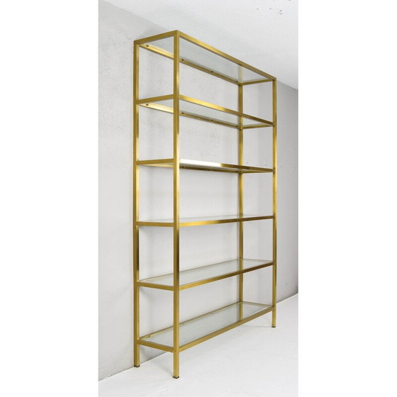 Image 1 of Etagère vintage en laiton et cristal par Pierre Vandel, France 1970