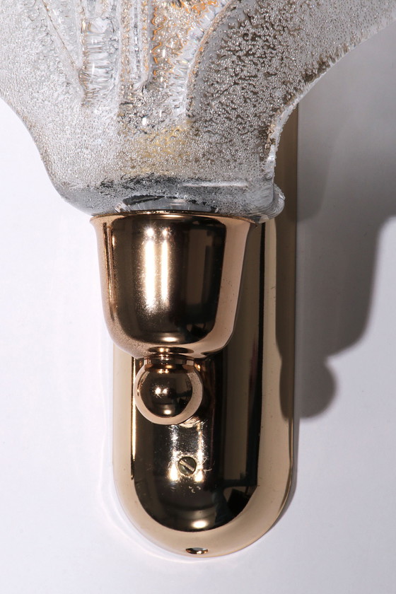 Image 1 of Lampe murale vintage en verre de Murano en forme de feuille ensemble de 2 - Italie 1970