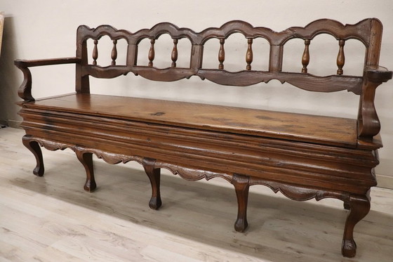 Image 1 of Banc long antique en bois