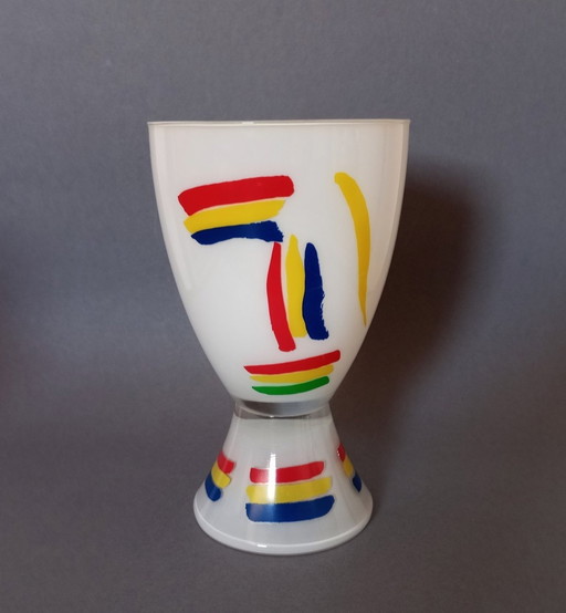 Heinz Te Laake - Vase en verre abstrait "Vis A Vis" 1999 Ritzenhoff Allemagne