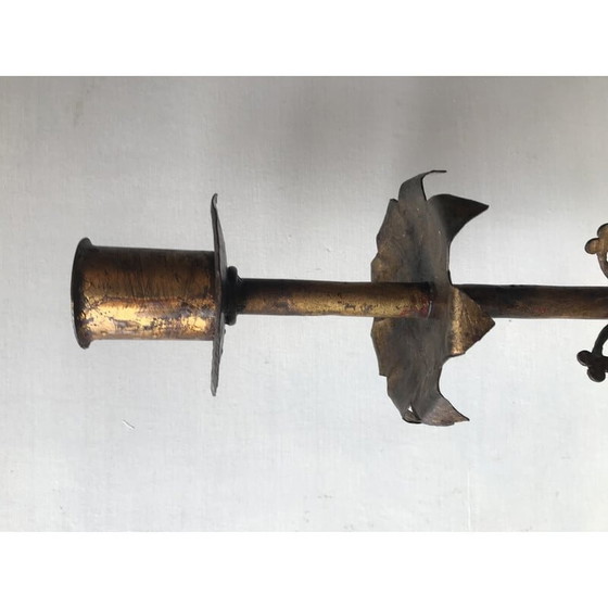 Image 1 of Chandelier vintage en métal doré, 1950