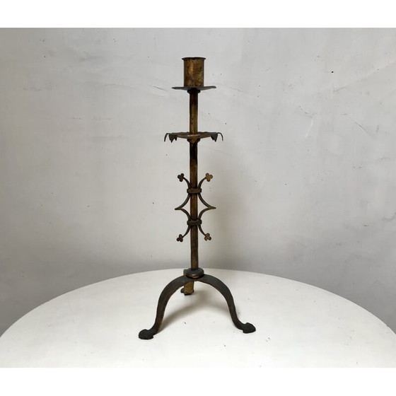 Image 1 of Chandelier vintage en métal doré, 1950