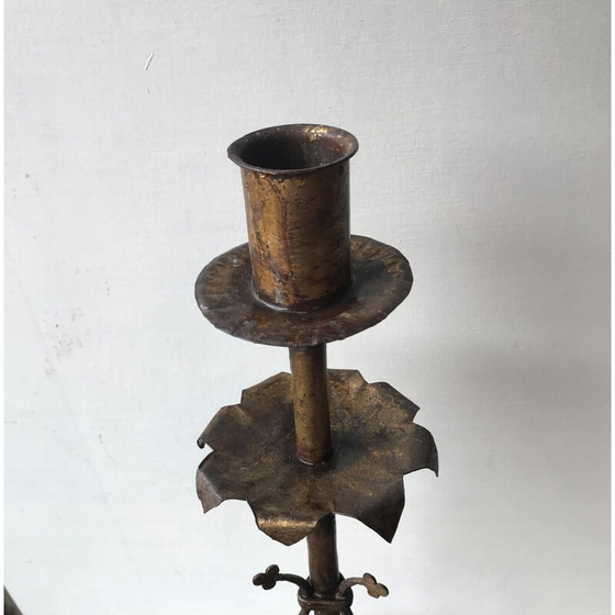 Image 1 of Chandelier vintage en métal doré, 1950