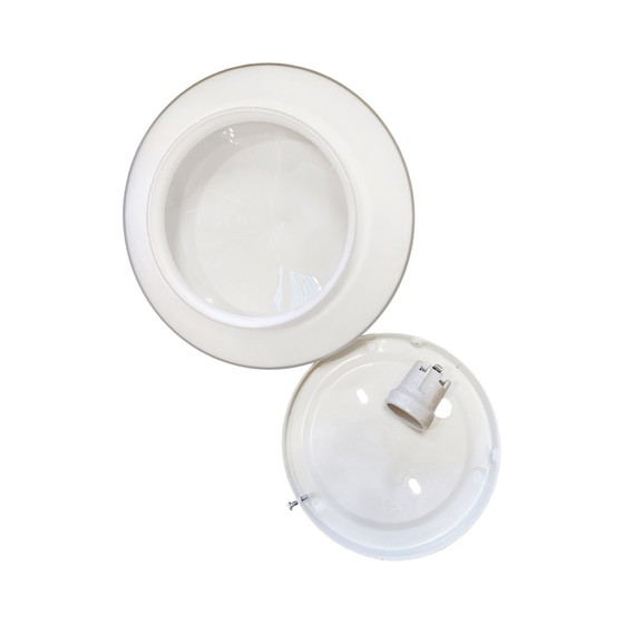 Image 1 of Plafonnier rond en verre blanc, Penko Pieńsk, Pologne 1970S