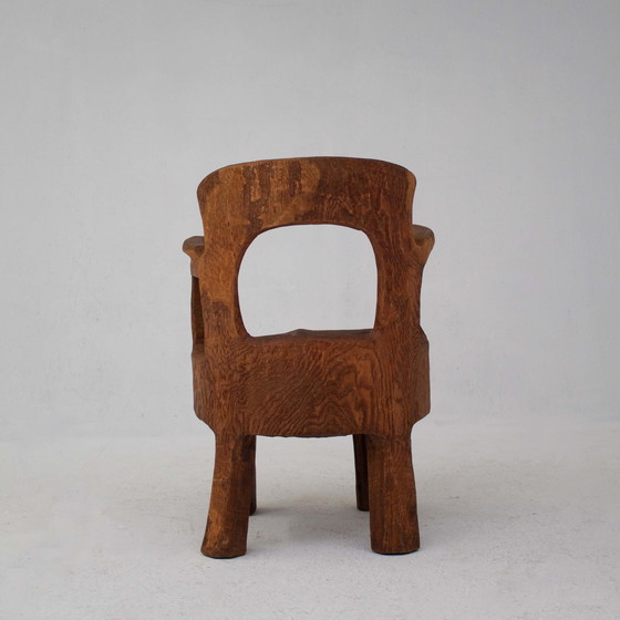 Image 1 of Chaise en bois massif sculptée à la main, design sculptural unique