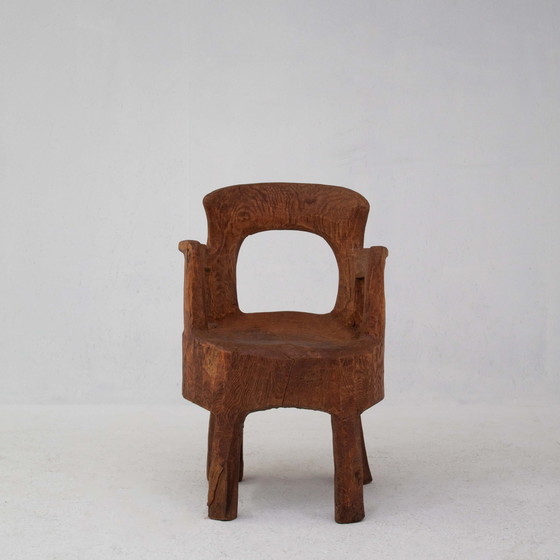 Image 1 of Chaise en bois massif sculptée à la main, design sculptural unique