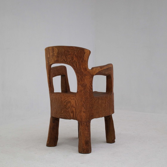 Image 1 of Chaise en bois massif sculptée à la main, design sculptural unique