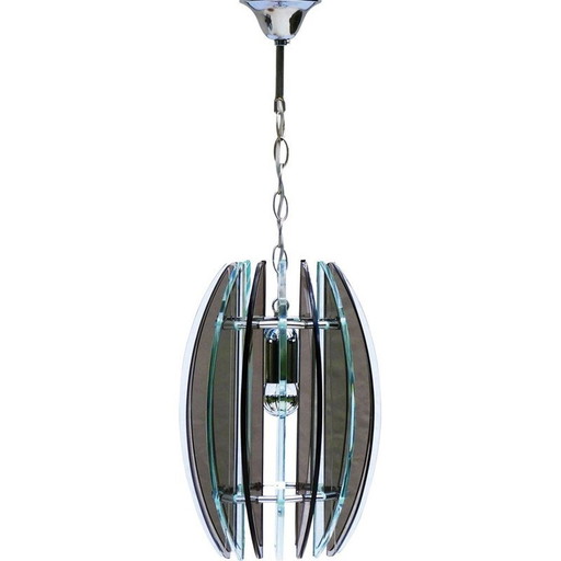Lampe suspendue vintage en verre veca, Italie 1970