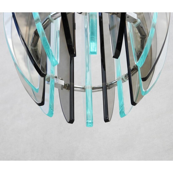 Image 1 of Lampe suspendue vintage en verre veca, Italie 1970