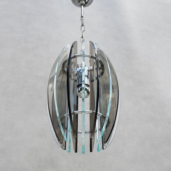 Image 1 of Lampe suspendue vintage en verre veca, Italie 1970